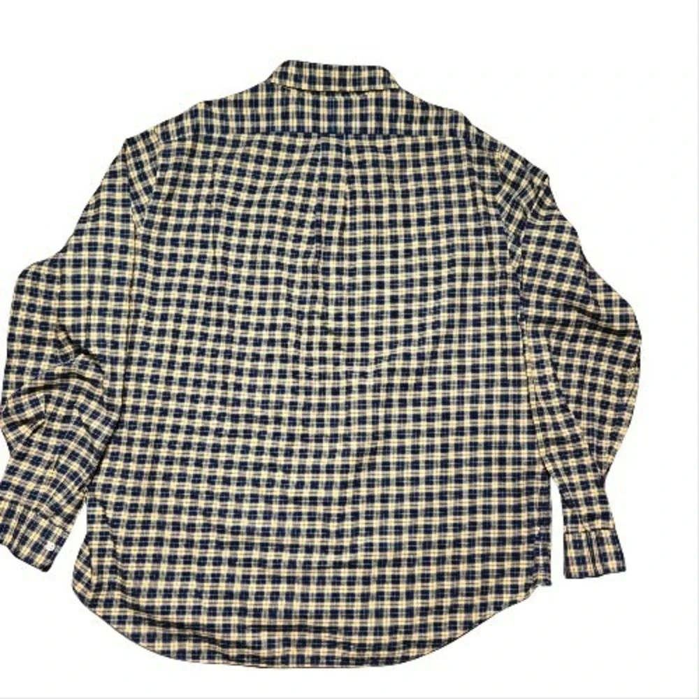 Polo Ralph Lauren Size 2X Flannel Navy Yellow Plaid Button Down Workwear Classic